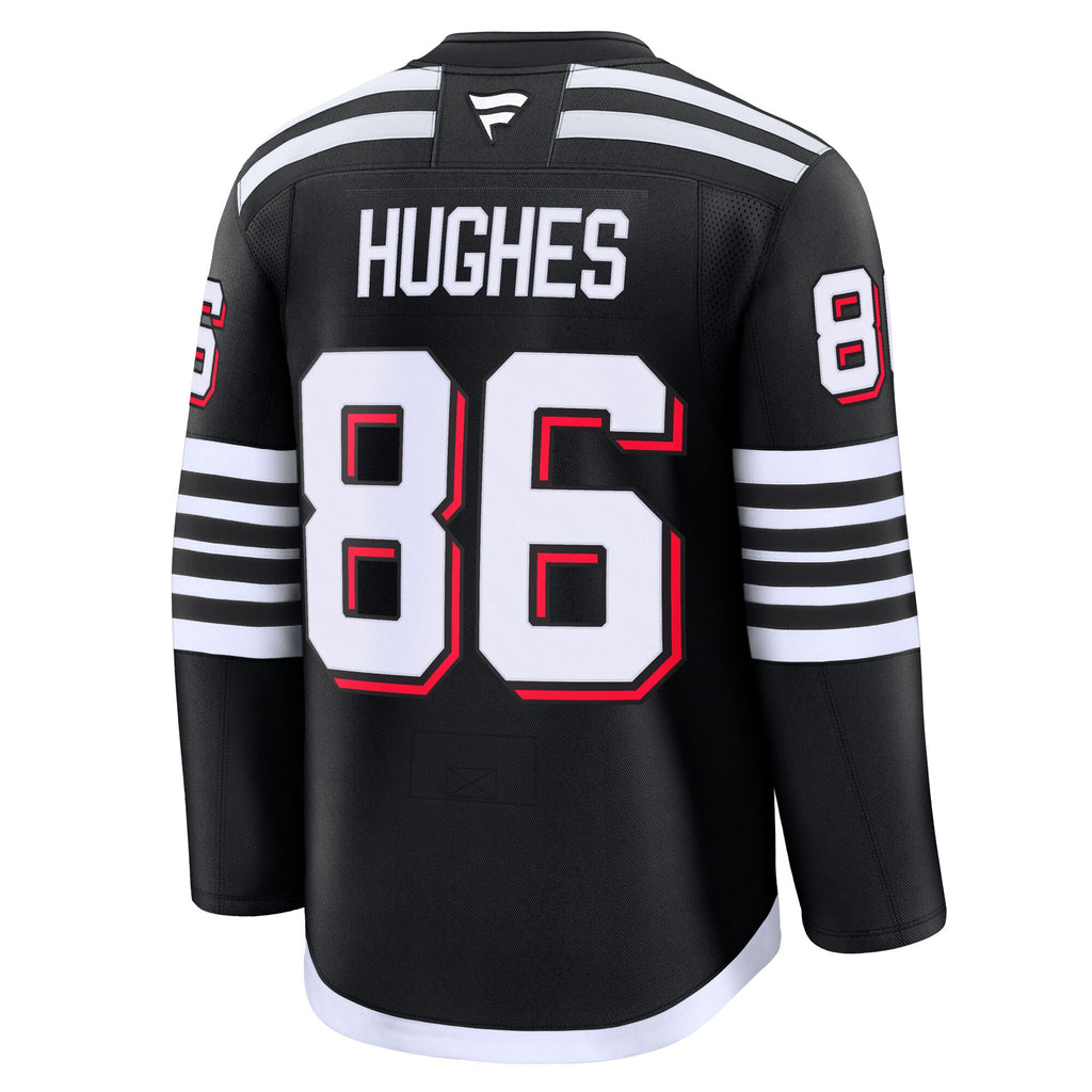 Men's Fanatics Jack Hughes Black New Jersey Devils Alternate Premium Jersey