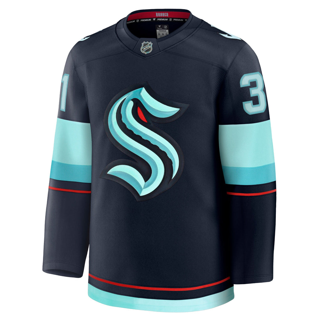 Seattle Kraken Fanatics Branded Home Premium Jersey - Deep Sea Blue - Philipp Grubauer - Mens