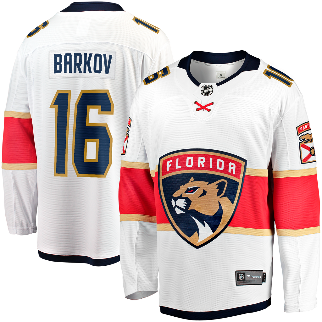 Florida Panthers Fanatics Away Breakaway Jersey - White - Aleksander Barkov - Mens