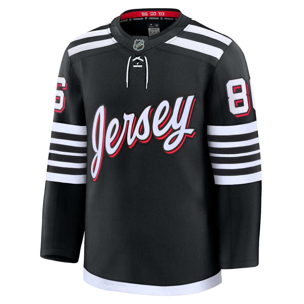 Men's Fanatics Jack Hughes Black New Jersey Devils Alternate Premium Jersey