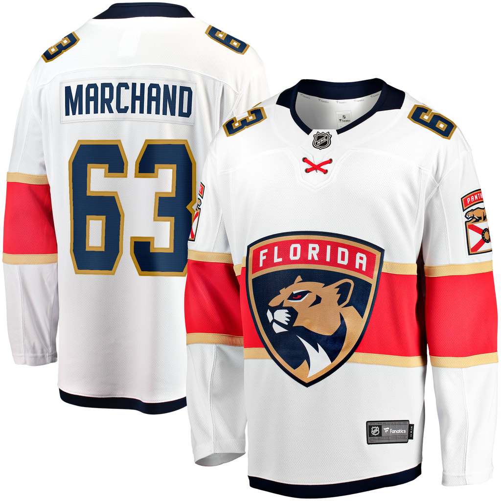 Florida Panthers Fanatics Away Breakaway Jersey - White - Brad Marchand - Mens