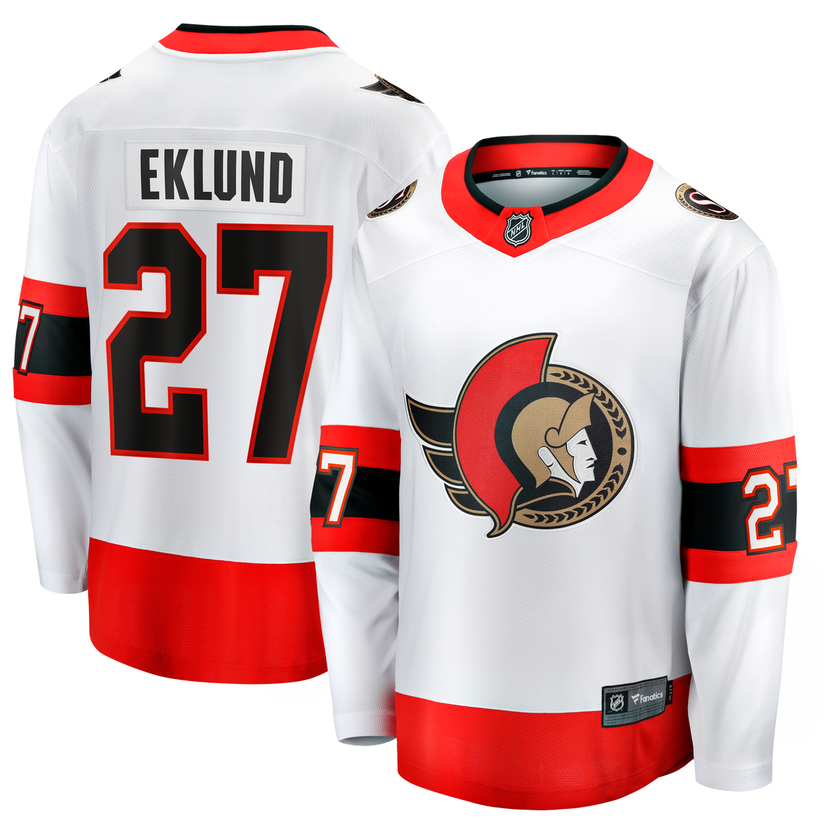 Ottawa Senators Fanatics Away Breakaway Jersey - White - William Eklund - Mens