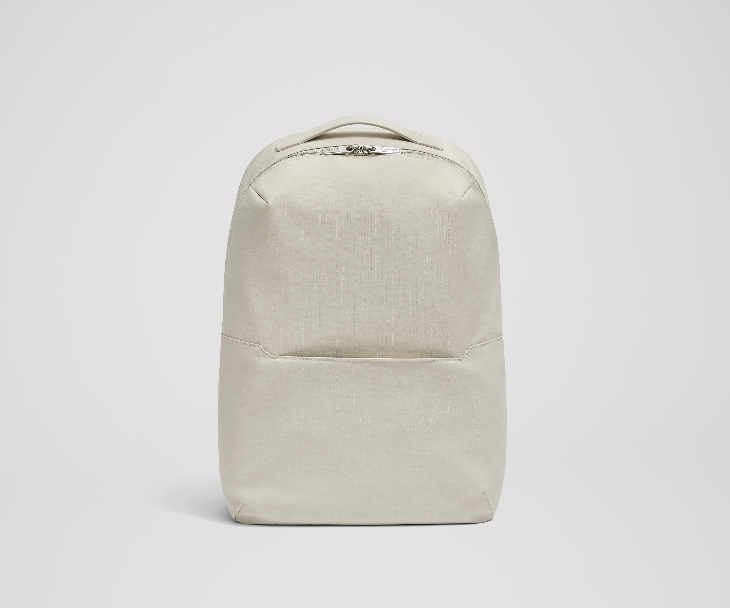Away The Everywhere Zip Backpack in Salt White Textured Nylon