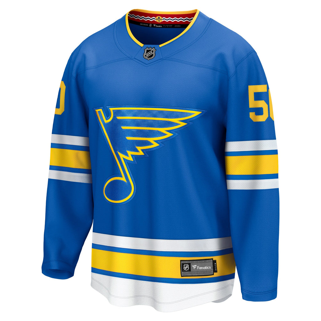 St. Louis Blues Fanatics Branded Home Breakaway Jersey - Blue - Jordan Binnington - Mens